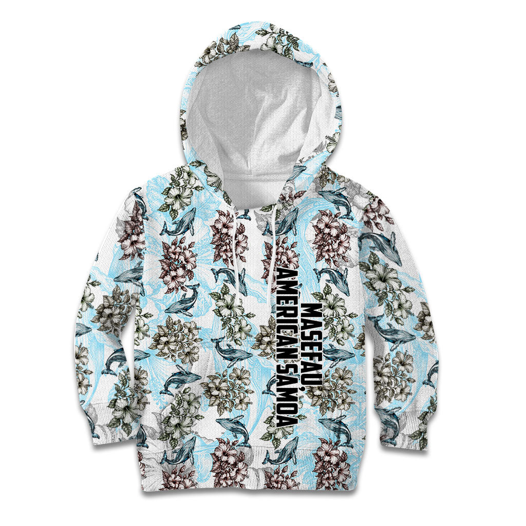 Personalized Masefau American Samoa Kid Hoodie Vintage Whale Hibiscus Ocean Waves