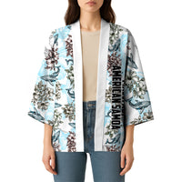 Personalized Masefau American Samoa Kimono Vintage Whale Hibiscus Ocean Waves