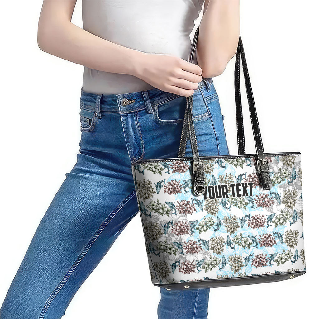 Personalized Masefau American Samoa Leather Tote Bag Vintage Whale Hibiscus Ocean Waves