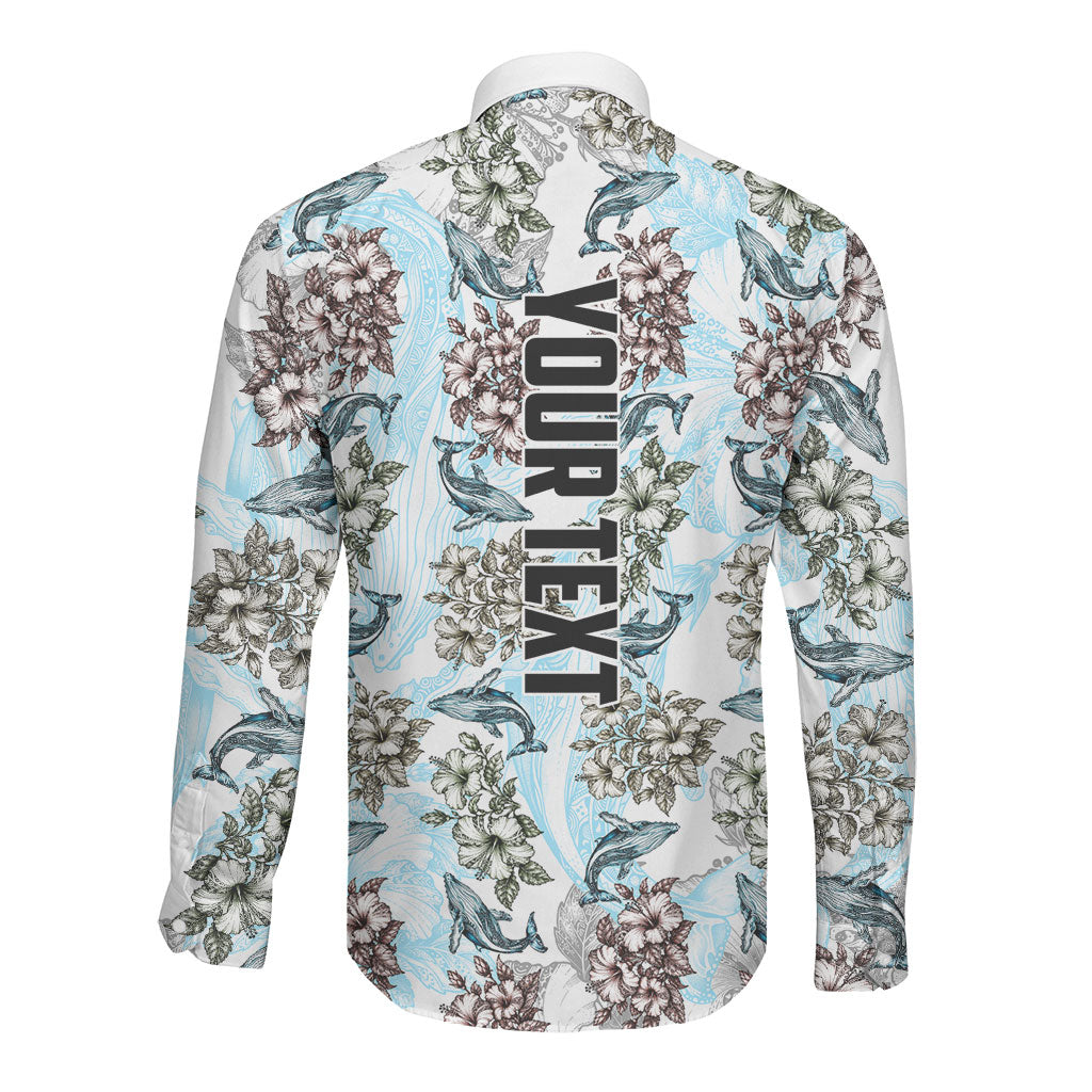 Personalized Masefau American Samoa Long Sleeve Button Shirt Vintage Whale Hibiscus Ocean Waves