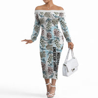 Personalized Masefau American Samoa Off The Shoulder Long Sleeve Dress Vintage Whale Hibiscus Ocean Waves