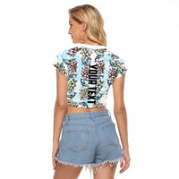 Personalized Masefau American Samoa Raglan Cropped T Shirt Vintage Whale Hibiscus Ocean Waves