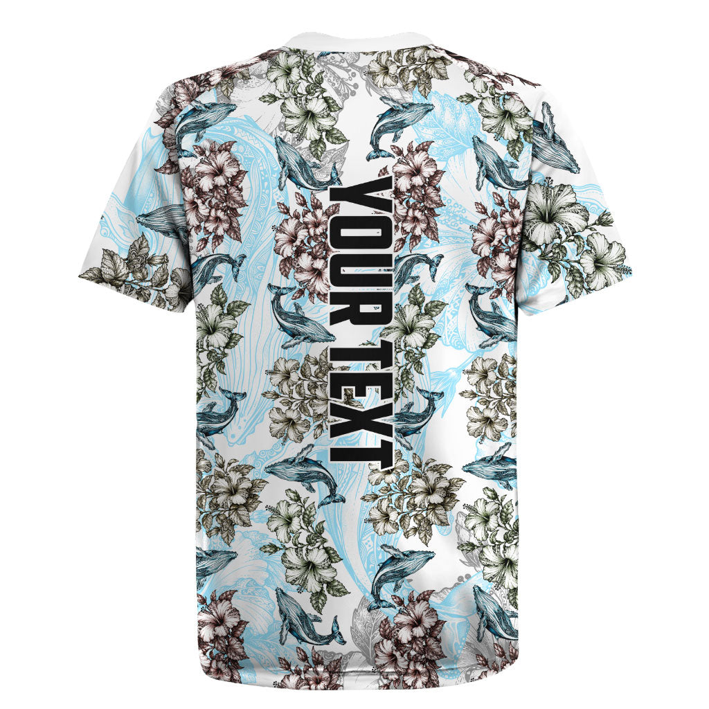 Personalized Masefau American Samoa Rugby Jersey Vintage Whale Hibiscus Ocean Waves