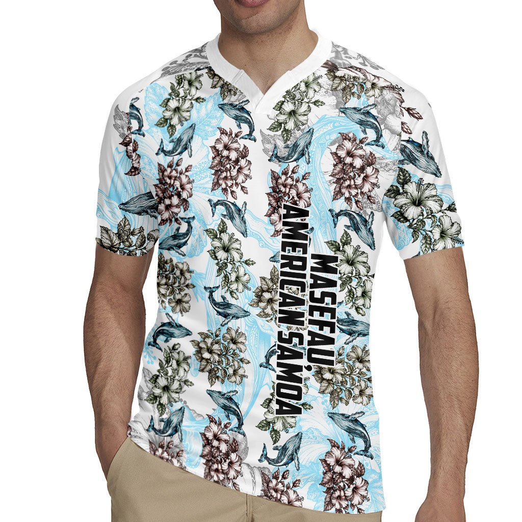 Personalized Masefau American Samoa Rugby Jersey Vintage Whale Hibiscus Ocean Waves