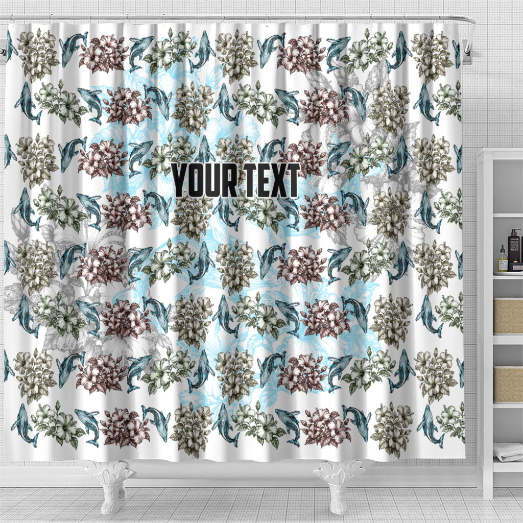 Personalized Masefau American Samoa Shower Curtain Vintage Whale Hibiscus Ocean Waves