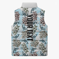 Personalized Masefau American Samoa Sleeveless Puffer Jacket Vintage Whale Hibiscus Ocean Waves