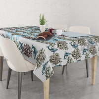 Personalized Masefau American Samoa Tablecloth Vintage Whale Hibiscus Ocean Waves