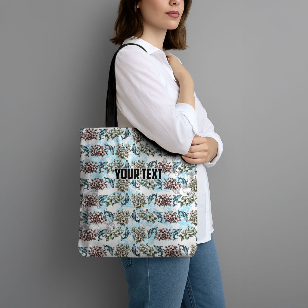 Personalized Masefau American Samoa Tote Bag Vintage Whale Hibiscus Ocean Waves