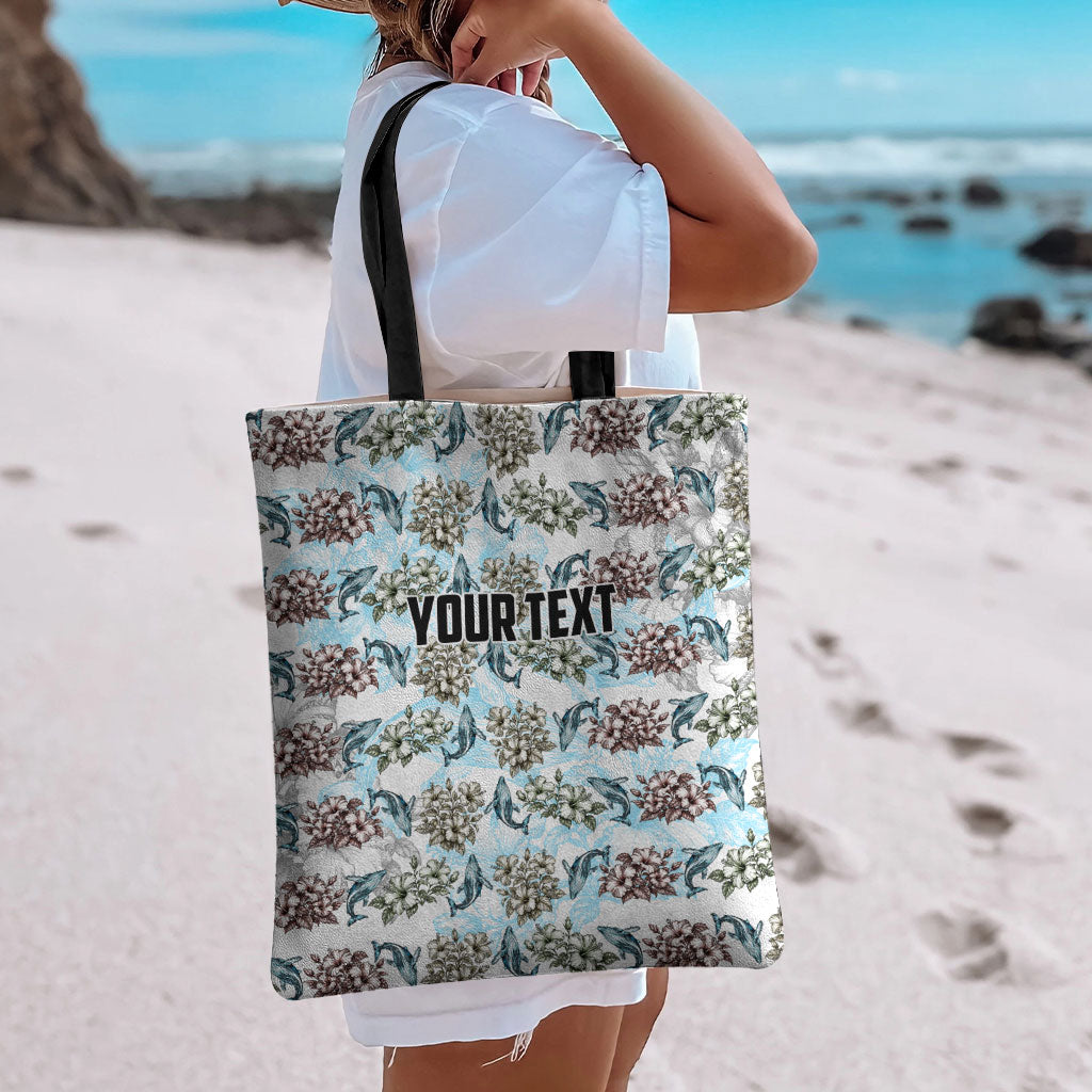 Personalized Masefau American Samoa Tote Bag Vintage Whale Hibiscus Ocean Waves