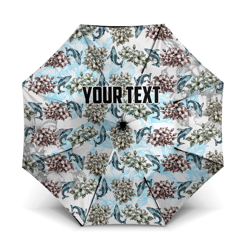 Personalized Masefau American Samoa Umbrella Vintage Whale Hibiscus Ocean Waves