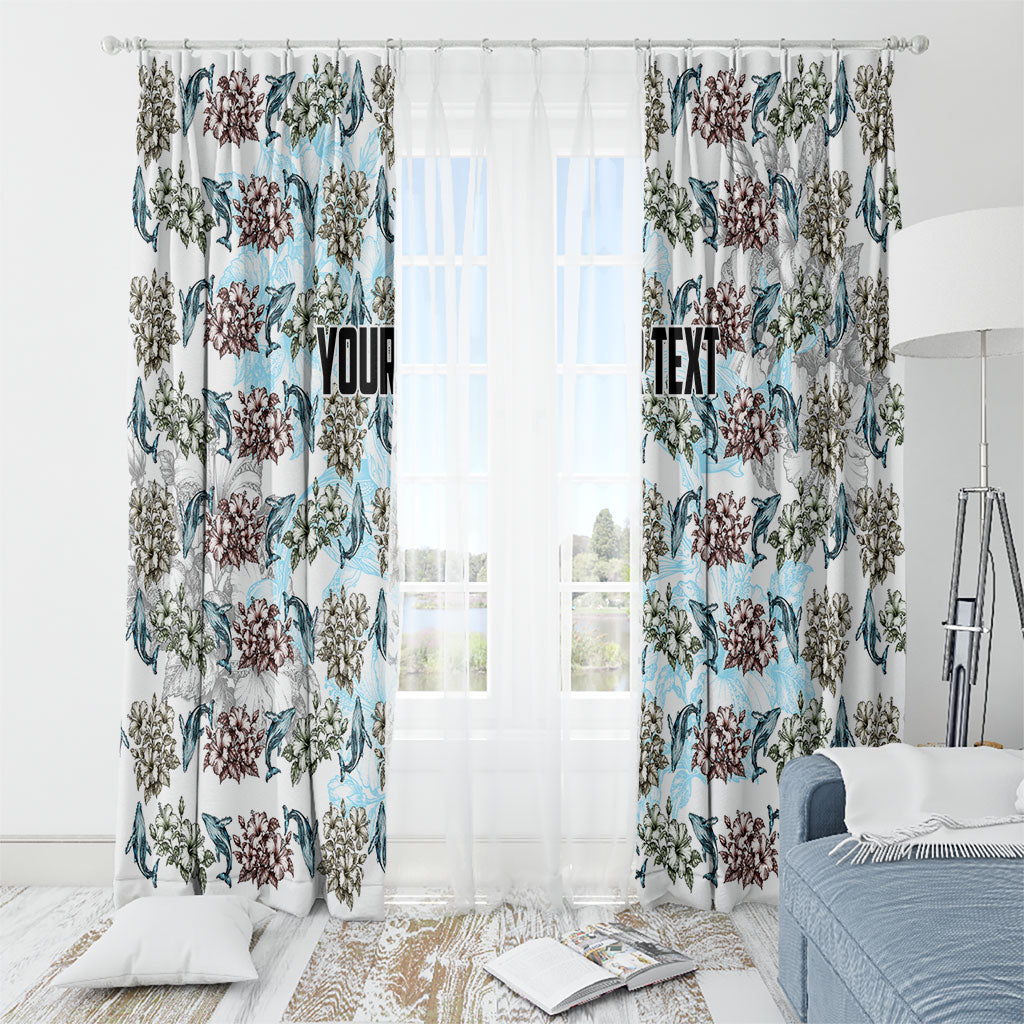 Personalized Masefau American Samoa Window Curtain Vintage Whale Hibiscus Ocean Waves