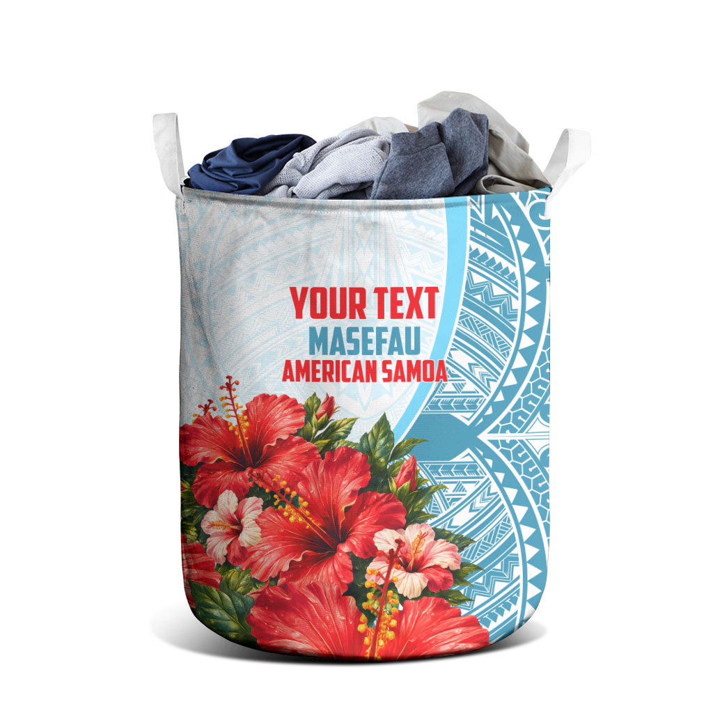 Personalized American Samoa Masefau Laundry Basket Hibiscus Tropical Floral Whale Polynesian Tribal Pattern