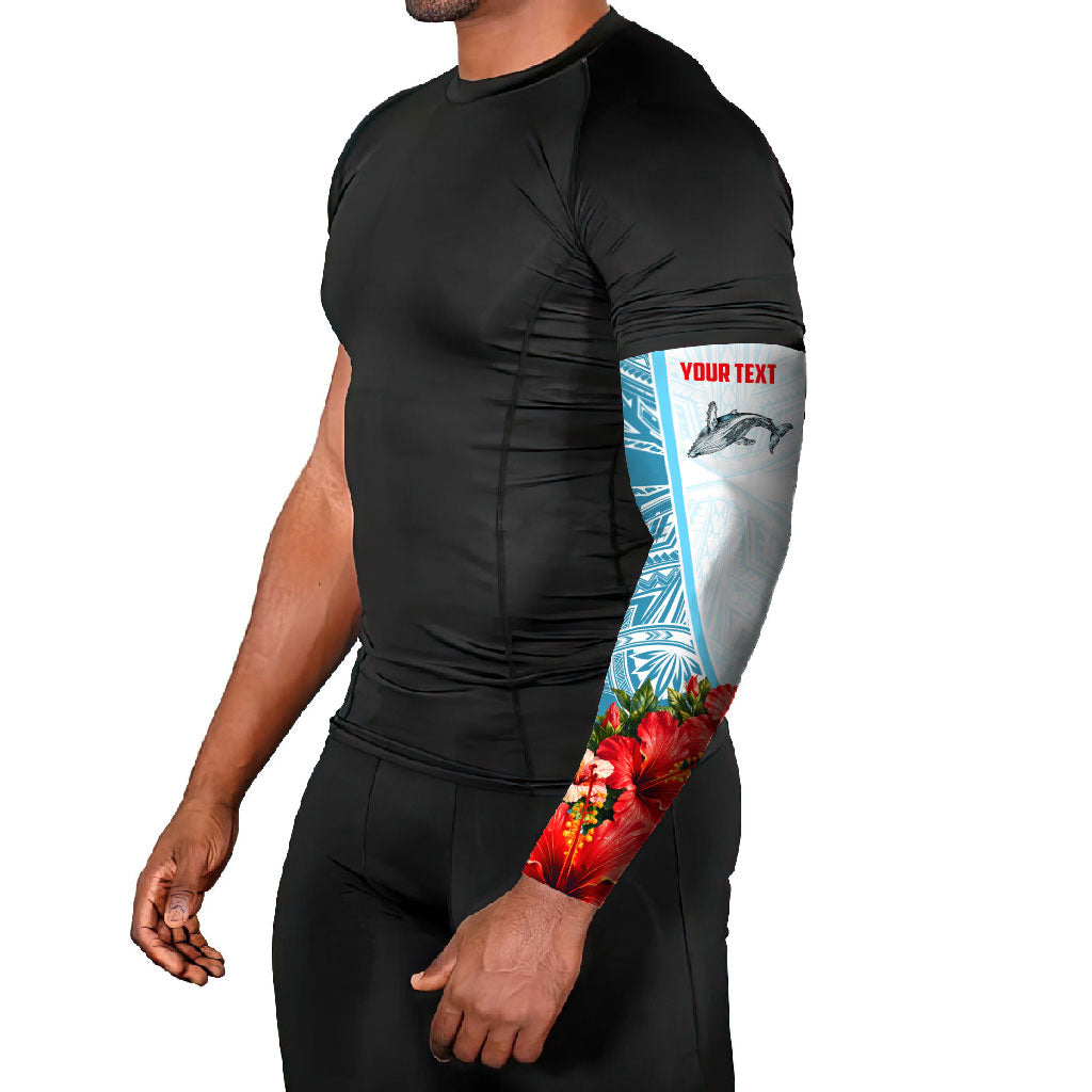 Personalized American Samoa Masefau Arm Sleeves Hibiscus Tropical Floral Whale Polynesian Tribal Pattern