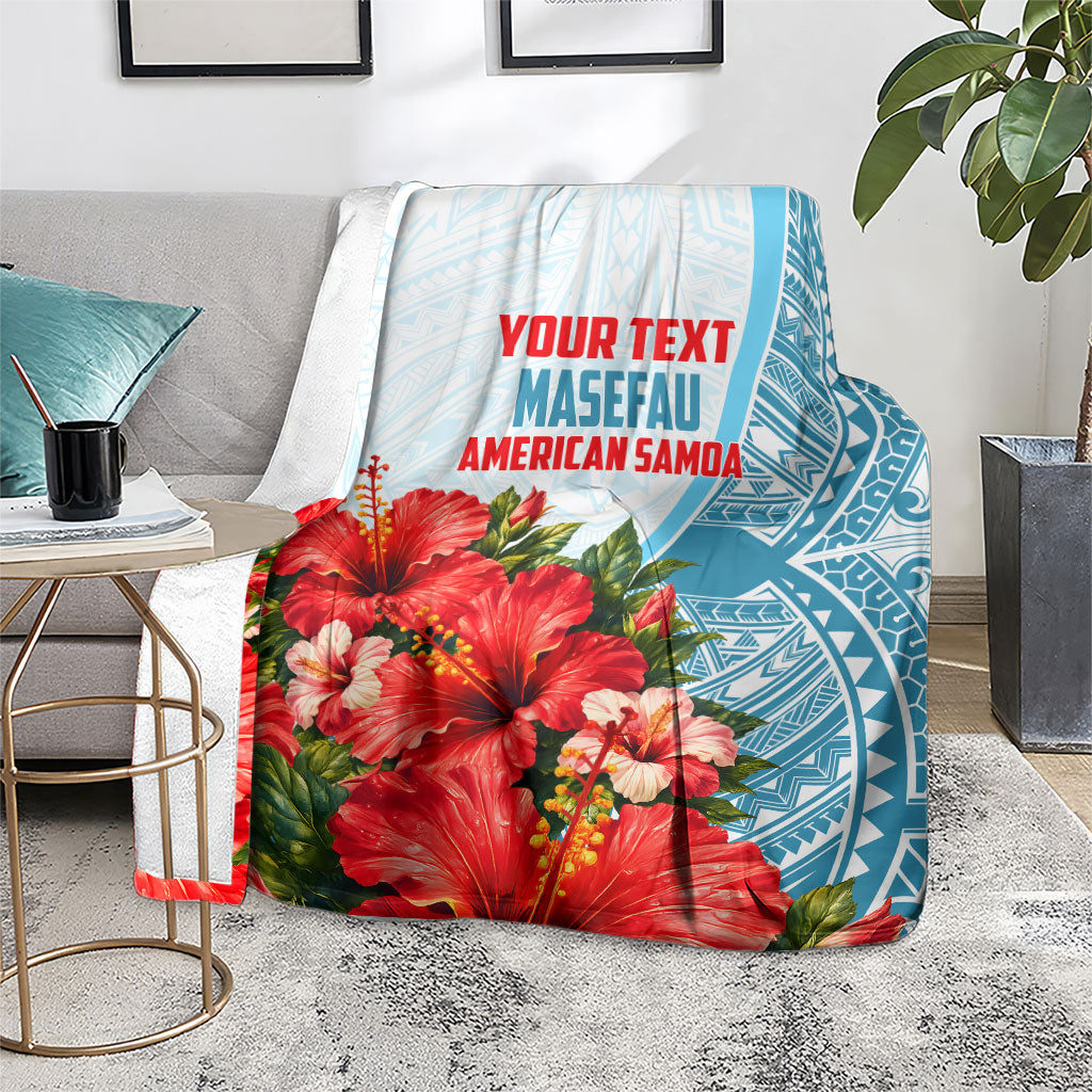 Personalized American Samoa Masefau Blanket Hibiscus Tropical Floral Whale Polynesian Tribal Pattern