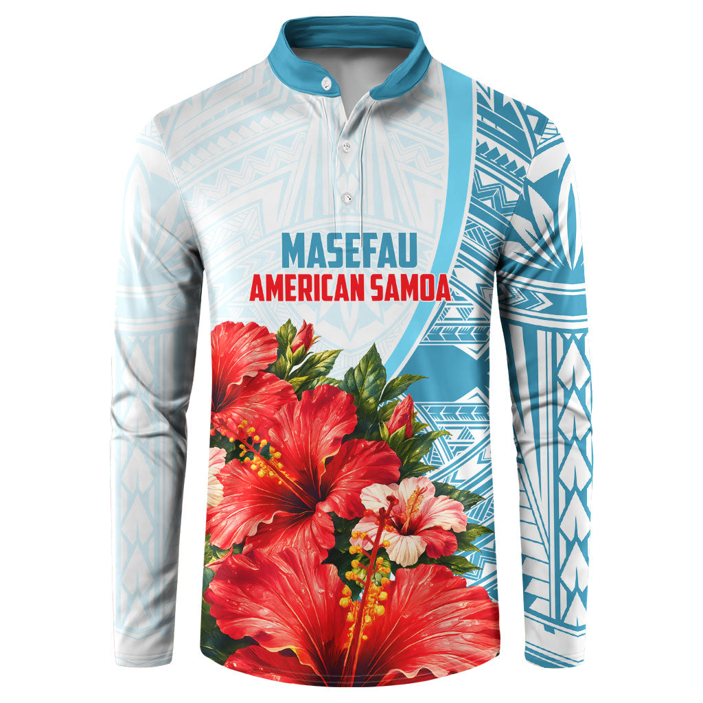 Personalized American Samoa Masefau Button Sweatshirt Hibiscus Tropical Floral Whale Polynesian Tribal Pattern