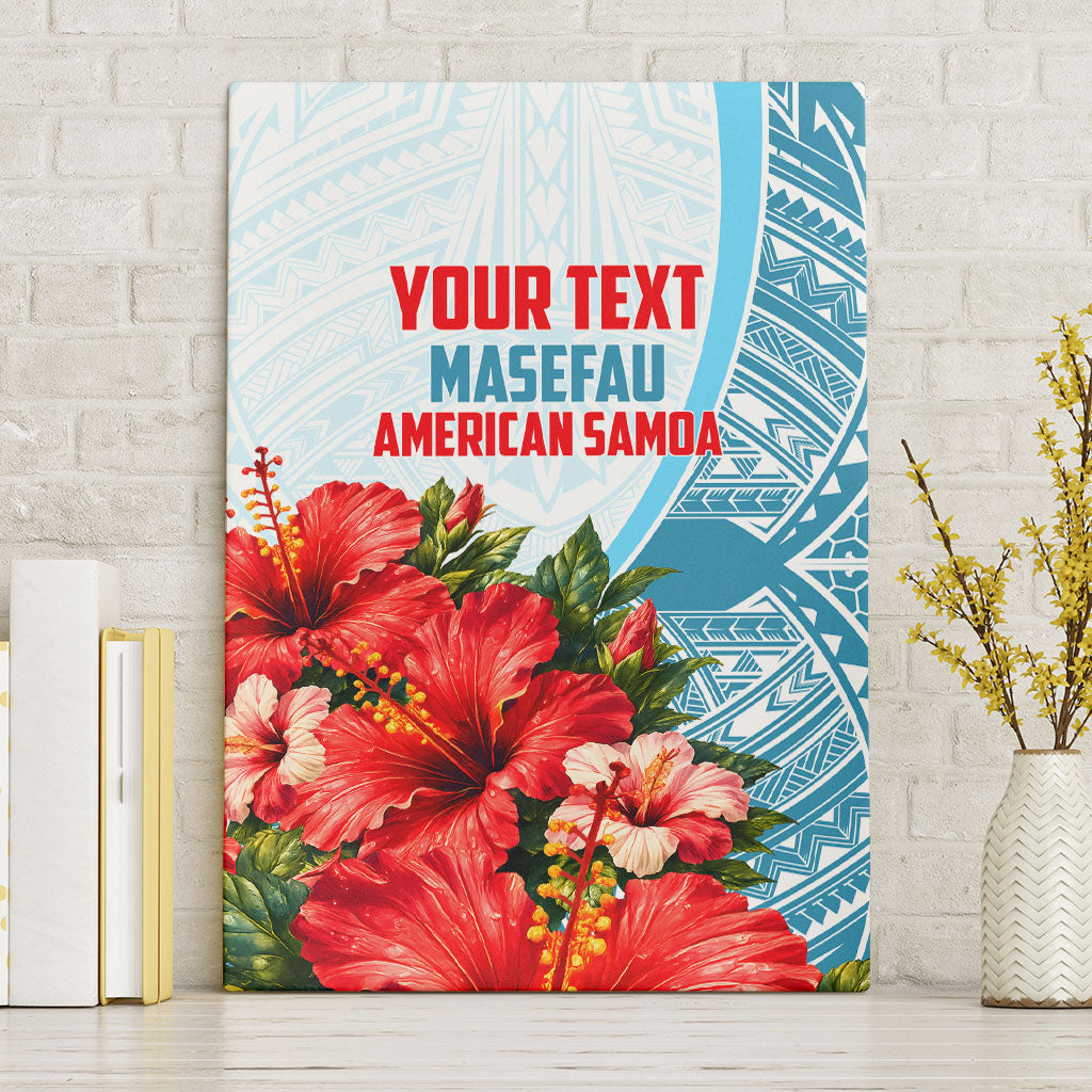 Personalized American Samoa Masefau Canvas Wall Art Hibiscus Tropical Floral Whale Polynesian Tribal Pattern
