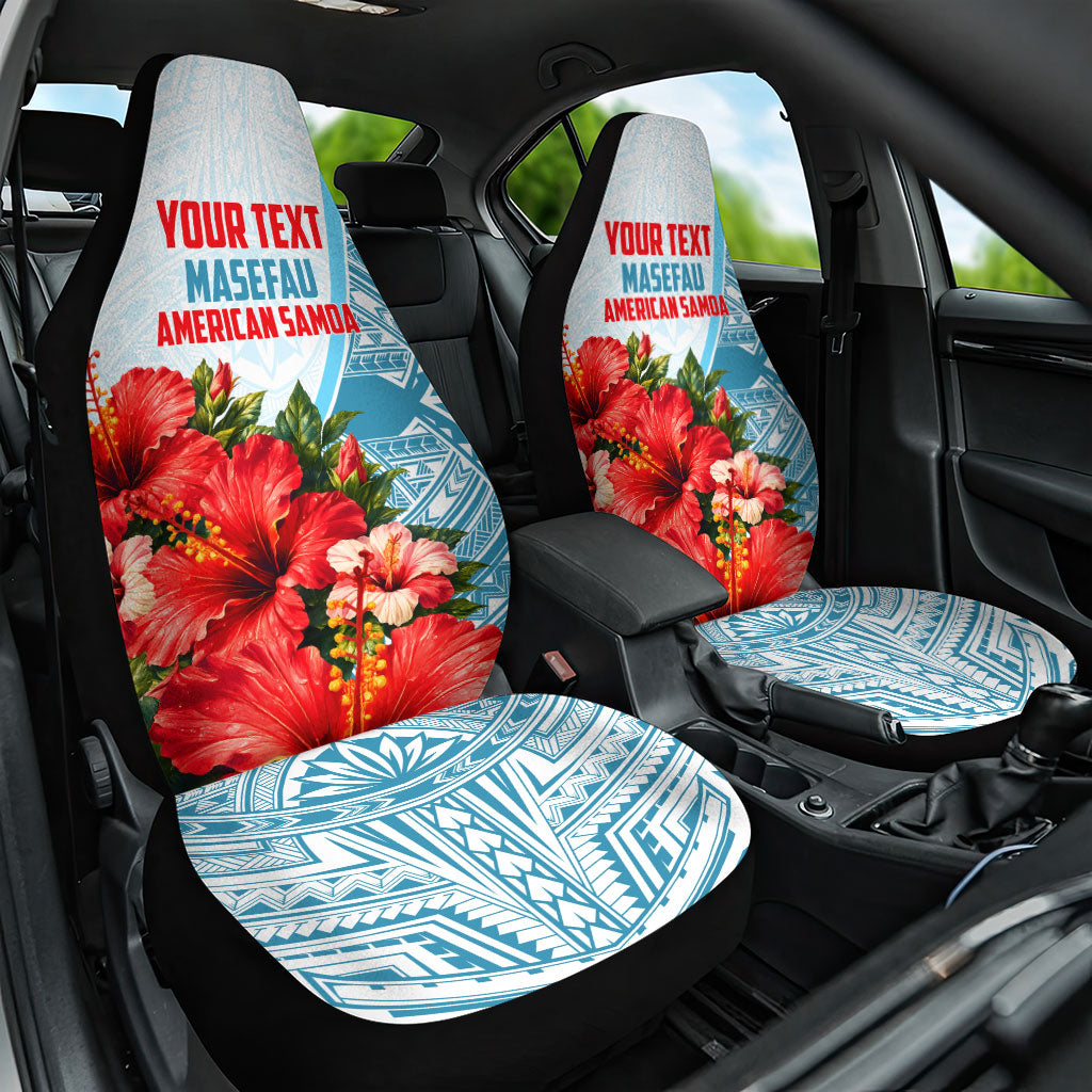 Personalized American Samoa Masefau Car Seat Cover Hibiscus Tropical Floral Whale Polynesian Tribal Pattern