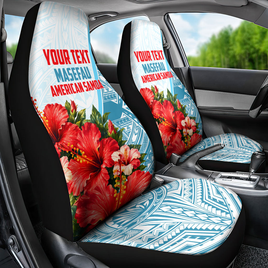 Personalized American Samoa Masefau Car Seat Cover Hibiscus Tropical Floral Whale Polynesian Tribal Pattern