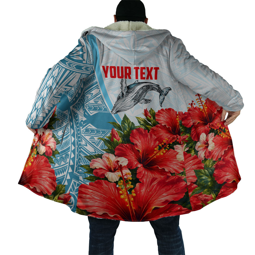Personalized American Samoa Masefau Cloak Hibiscus Tropical Floral Whale Polynesian Tribal Pattern