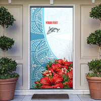 Personalized American Samoa Masefau Door Cover Hibiscus Tropical Floral Whale Polynesian Tribal Pattern