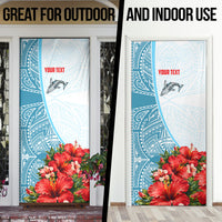 Personalized American Samoa Masefau Door Cover Hibiscus Tropical Floral Whale Polynesian Tribal Pattern