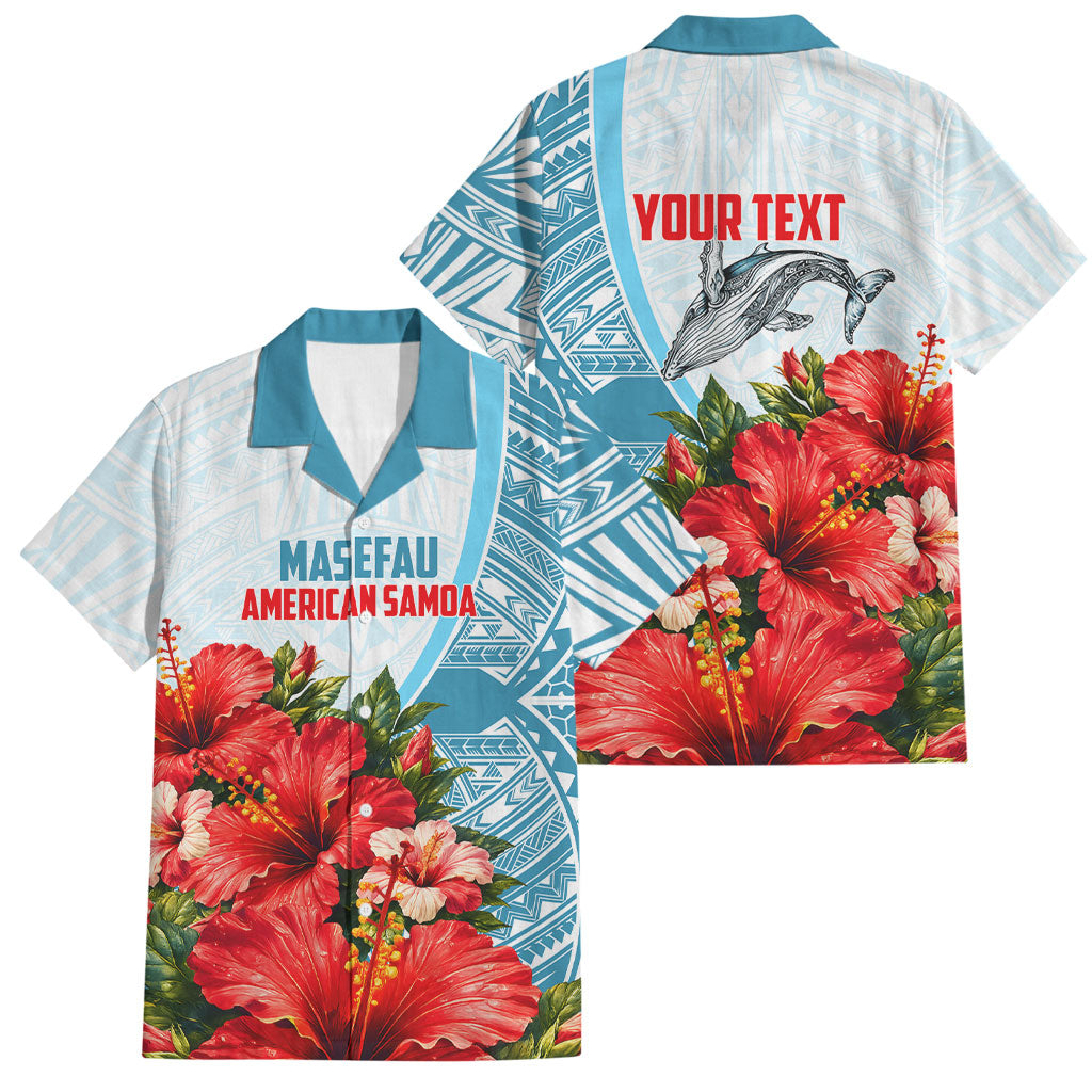 Personalized American Samoa Masefau Family Matching Off Shoulder Maxi Dress and Hawaiian Shirt Hibiscus Tropical Floral Whale Polynesian Tribal Pattern
