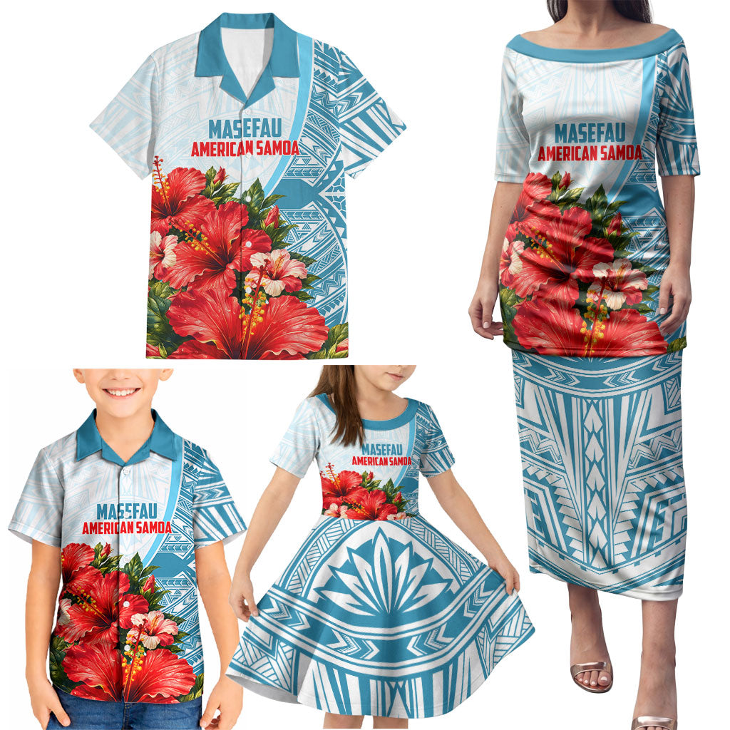 Personalized American Samoa Masefau Family Matching Puletasi and Hawaiian Shirt Hibiscus Tropical Floral Whale Polynesian Tribal Pattern