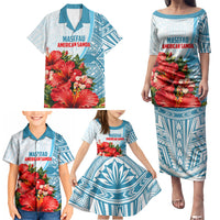 Personalized American Samoa Masefau Family Matching Puletasi and Hawaiian Shirt Hibiscus Tropical Floral Whale Polynesian Tribal Pattern