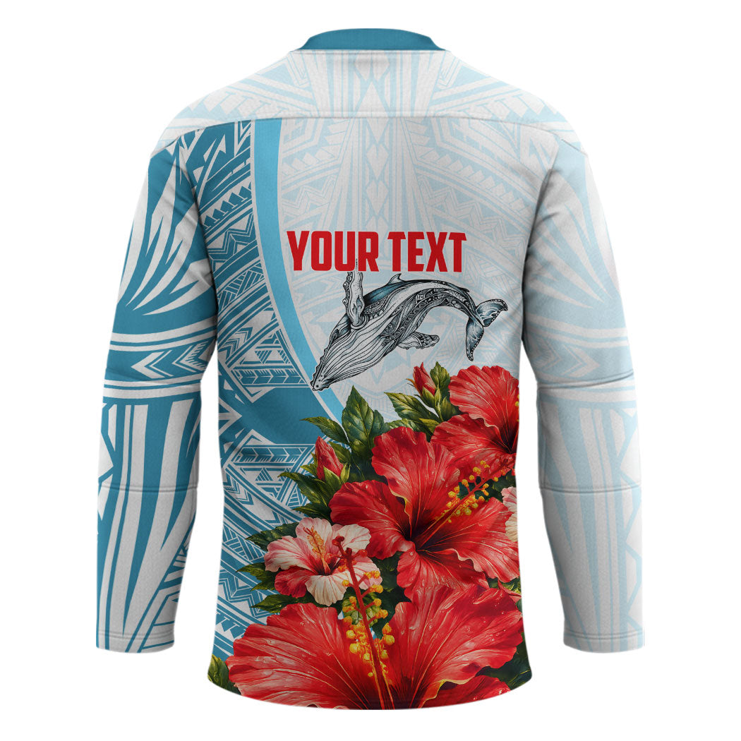 Personalized American Samoa Masefau Hockey Jersey Hibiscus Tropical Floral Whale Polynesian Tribal Pattern