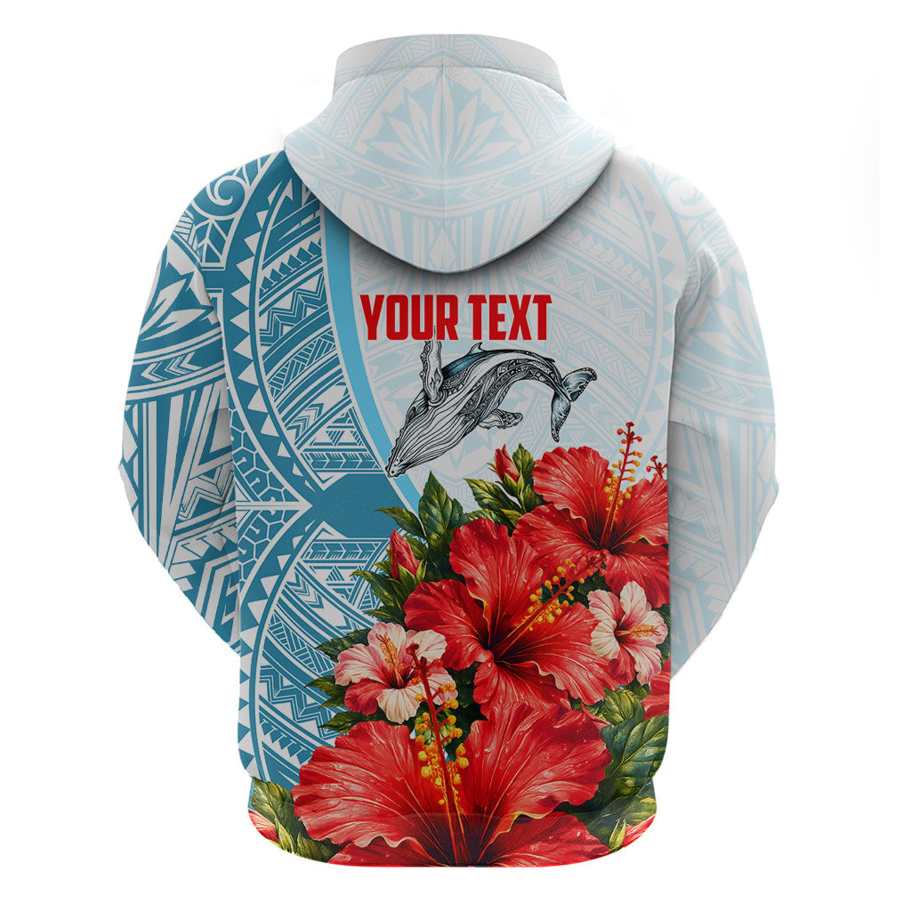 Personalized American Samoa Masefau Hoodie Hibiscus Tropical Floral Whale Polynesian Tribal Pattern