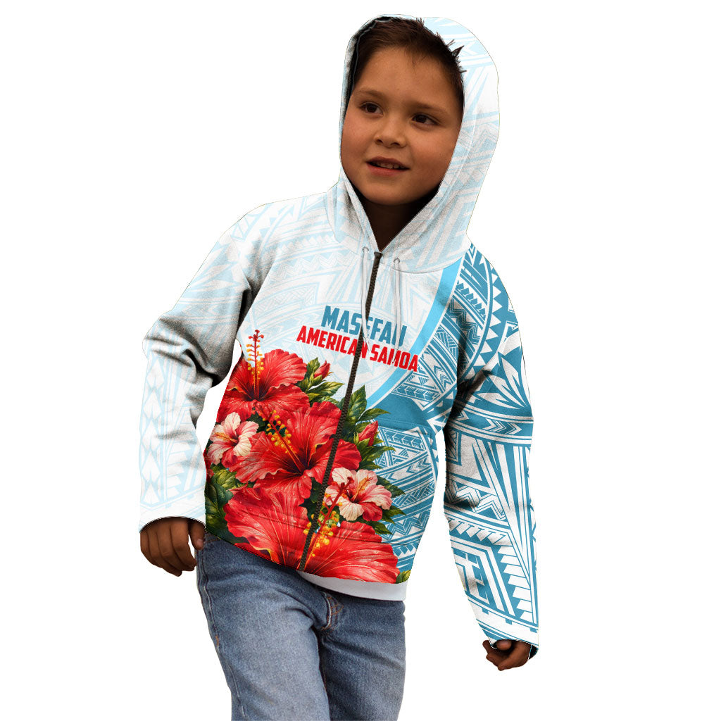 Personalized American Samoa Masefau Kid Hoodie Hibiscus Tropical Floral Whale Polynesian Tribal Pattern
