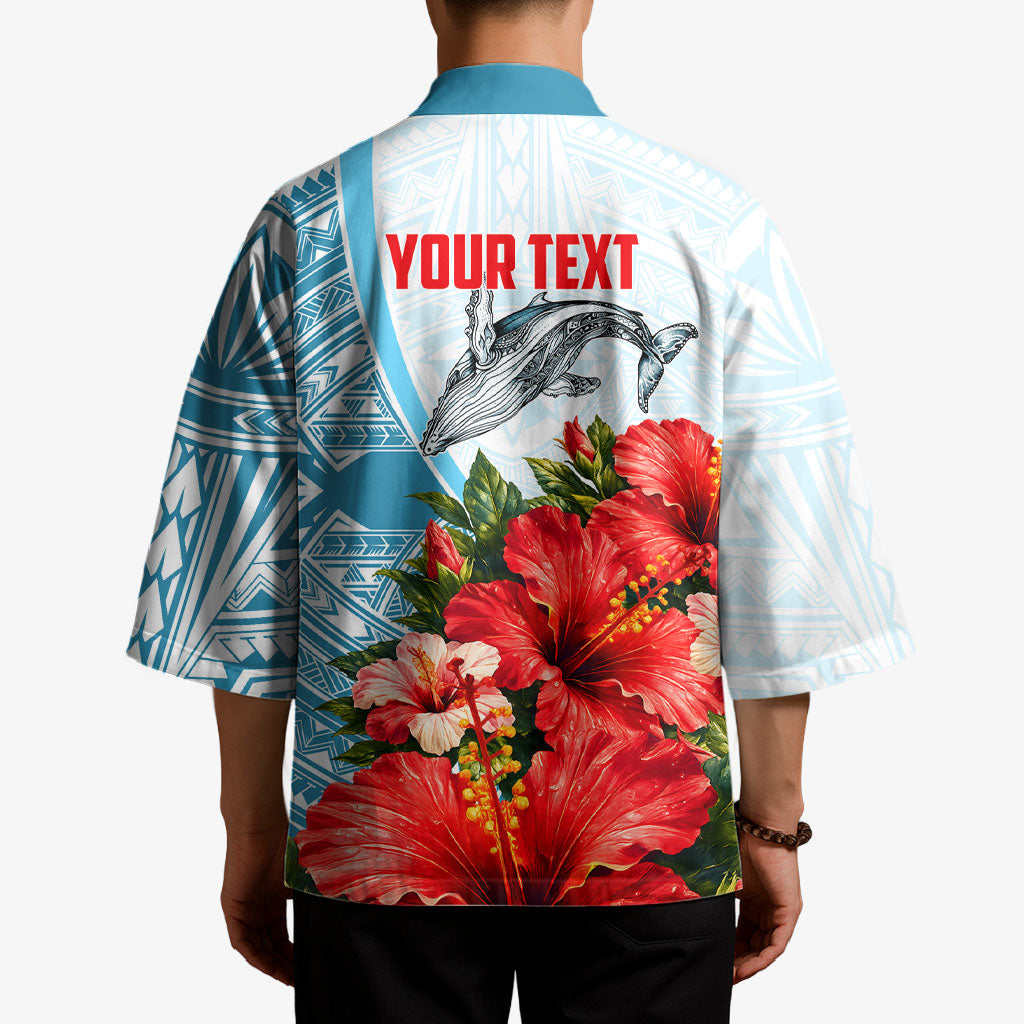 Personalized American Samoa Masefau Kimono Hibiscus Tropical Floral Whale Polynesian Tribal Pattern