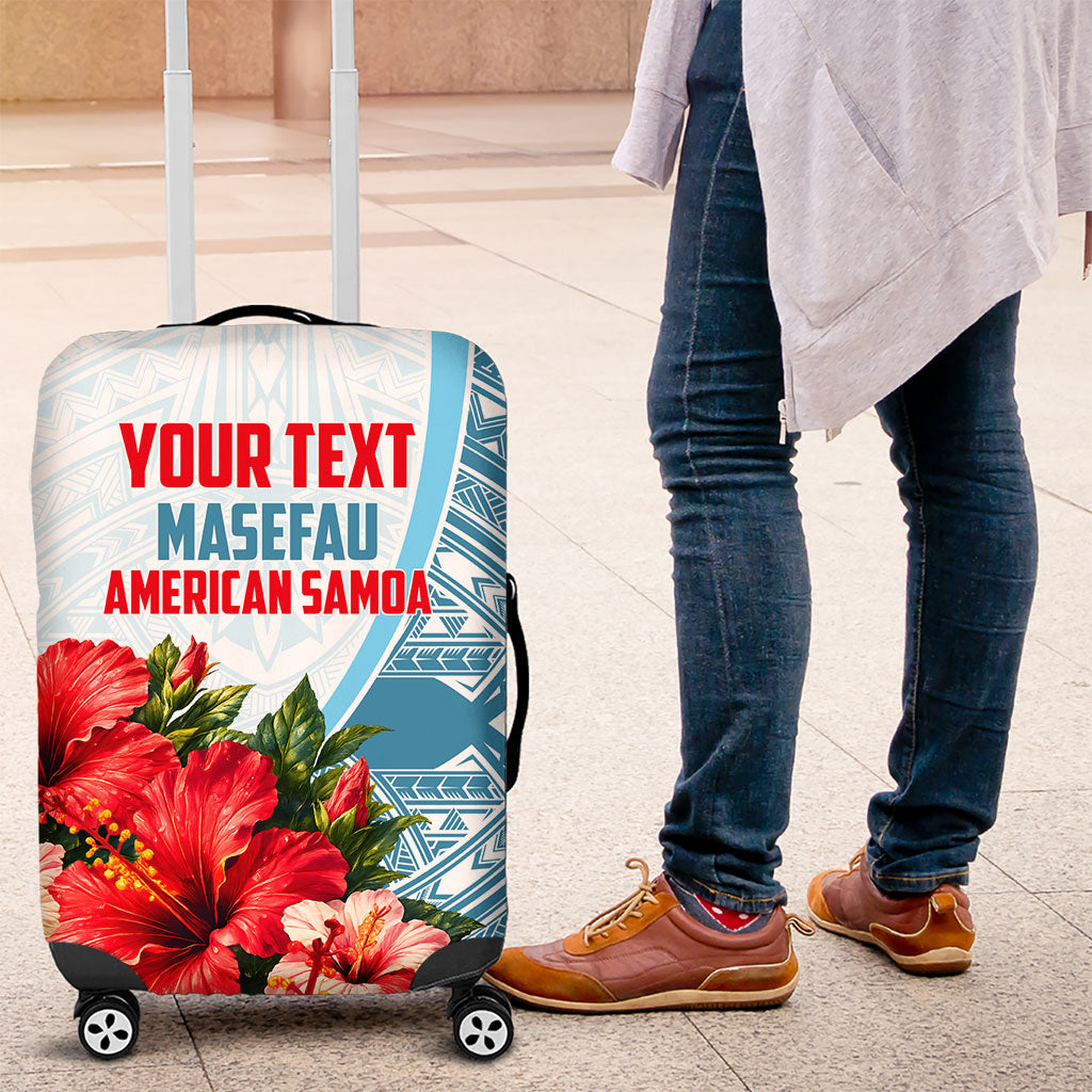 Personalized American Samoa Masefau Luggage Cover Hibiscus Tropical Floral Whale Polynesian Tribal Pattern