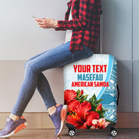 Personalized American Samoa Masefau Luggage Cover Hibiscus Tropical Floral Whale Polynesian Tribal Pattern
