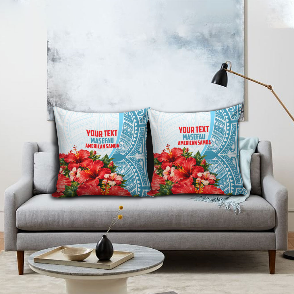 Personalized American Samoa Masefau Pillow Cover Hibiscus Tropical Floral Whale Polynesian Tribal Pattern
