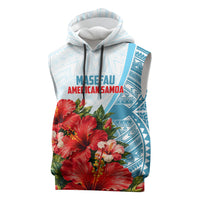 Personalized American Samoa Masefau Sleeveless Hoodie Hibiscus Tropical Floral Whale Polynesian Tribal Pattern