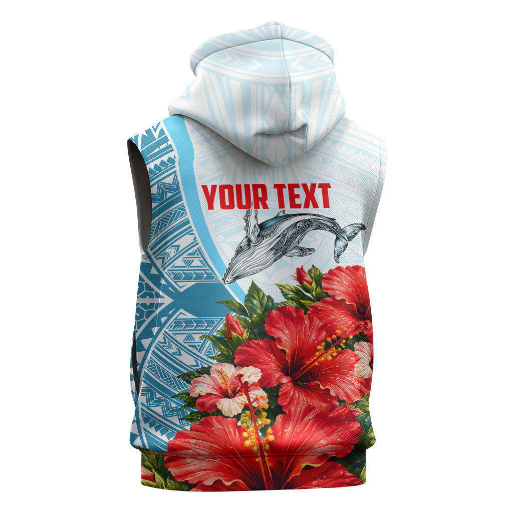 Personalized American Samoa Masefau Sleeveless Hoodie Hibiscus Tropical Floral Whale Polynesian Tribal Pattern