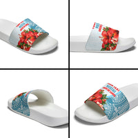 Personalized American Samoa Masefau Slide Sandals Hibiscus Tropical Floral Whale Polynesian Tribal Pattern