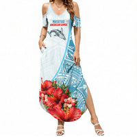 Personalized American Samoa Masefau Summer Maxi Dress Hibiscus Tropical Floral Whale Polynesian Tribal Pattern