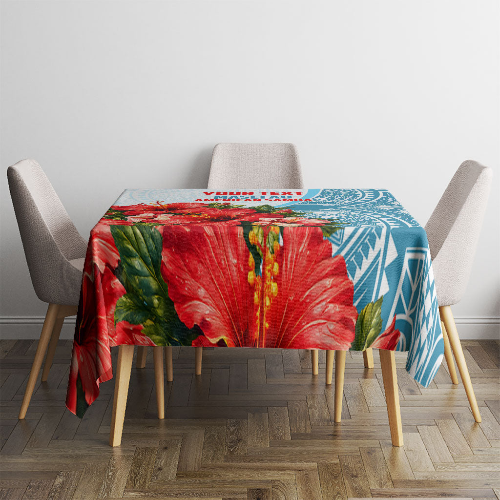 Personalized American Samoa Masefau Tablecloth Hibiscus Tropical Floral Whale Polynesian Tribal Pattern