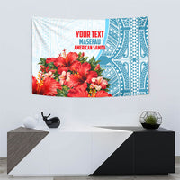 Personalized American Samoa Masefau Tapestry Hibiscus Tropical Floral Whale Polynesian Tribal Pattern