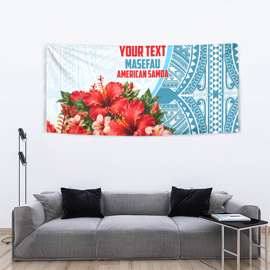 Personalized American Samoa Masefau Tapestry Hibiscus Tropical Floral Whale Polynesian Tribal Pattern
