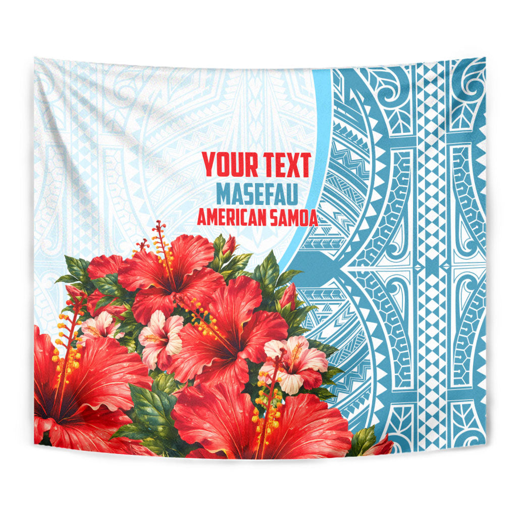 Personalized American Samoa Masefau Tapestry Hibiscus Tropical Floral Whale Polynesian Tribal Pattern