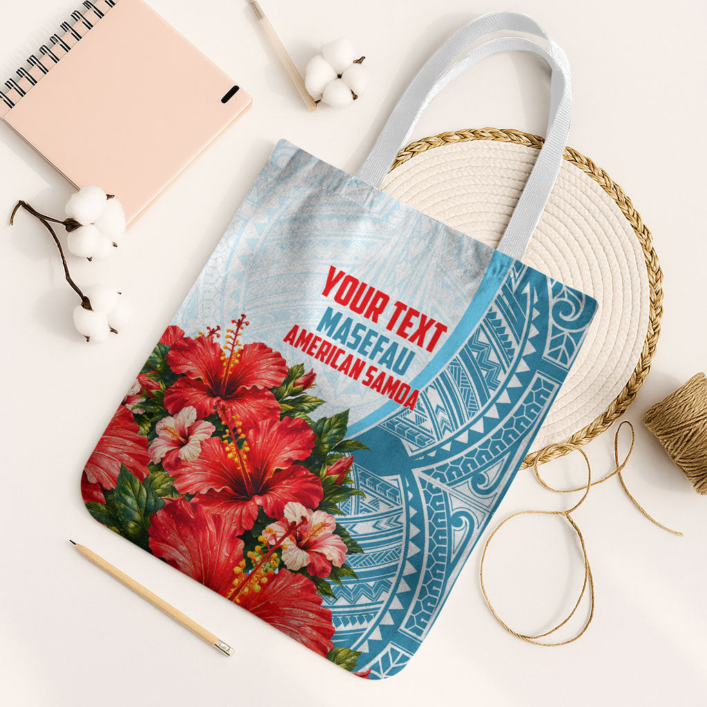 Personalized American Samoa Masefau Tote Bag Hibiscus Tropical Floral Whale Polynesian Tribal Pattern