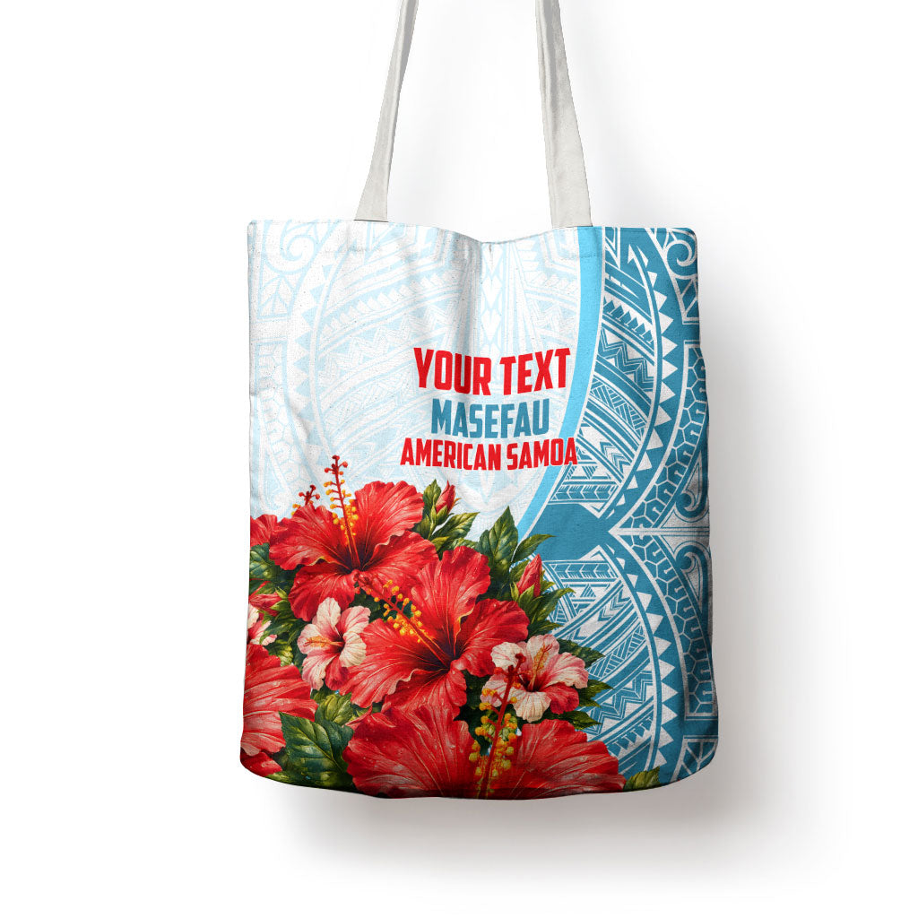 Personalized American Samoa Masefau Tote Bag Hibiscus Tropical Floral Whale Polynesian Tribal Pattern