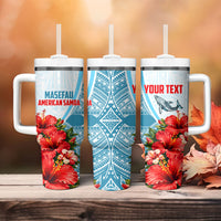 Personalized American Samoa Masefau Tumbler With Handle Hibiscus Tropical Floral Whale Polynesian Tribal Pattern