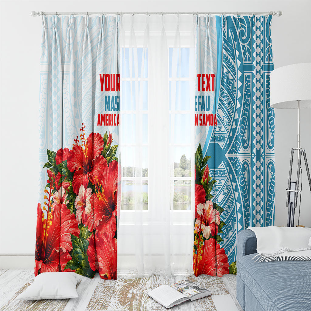 Personalized American Samoa Masefau Window Curtain Hibiscus Tropical Floral Whale Polynesian Tribal Pattern