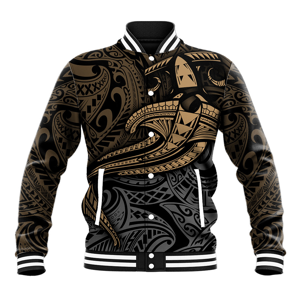 Polynesian Baseball Jacket Hammerhead Shark Tribal Pattern TS04 Unisex Black/Yellow - Polynesian Pride