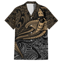 Polynesian Family Matching Short Sleeve Bodycon Dress and Hawaiian Shirt Hammerhead Shark Tribal Pattern TS04 Dad's Shirt - Short Sleeve Black/Yellow - Polynesian Pride