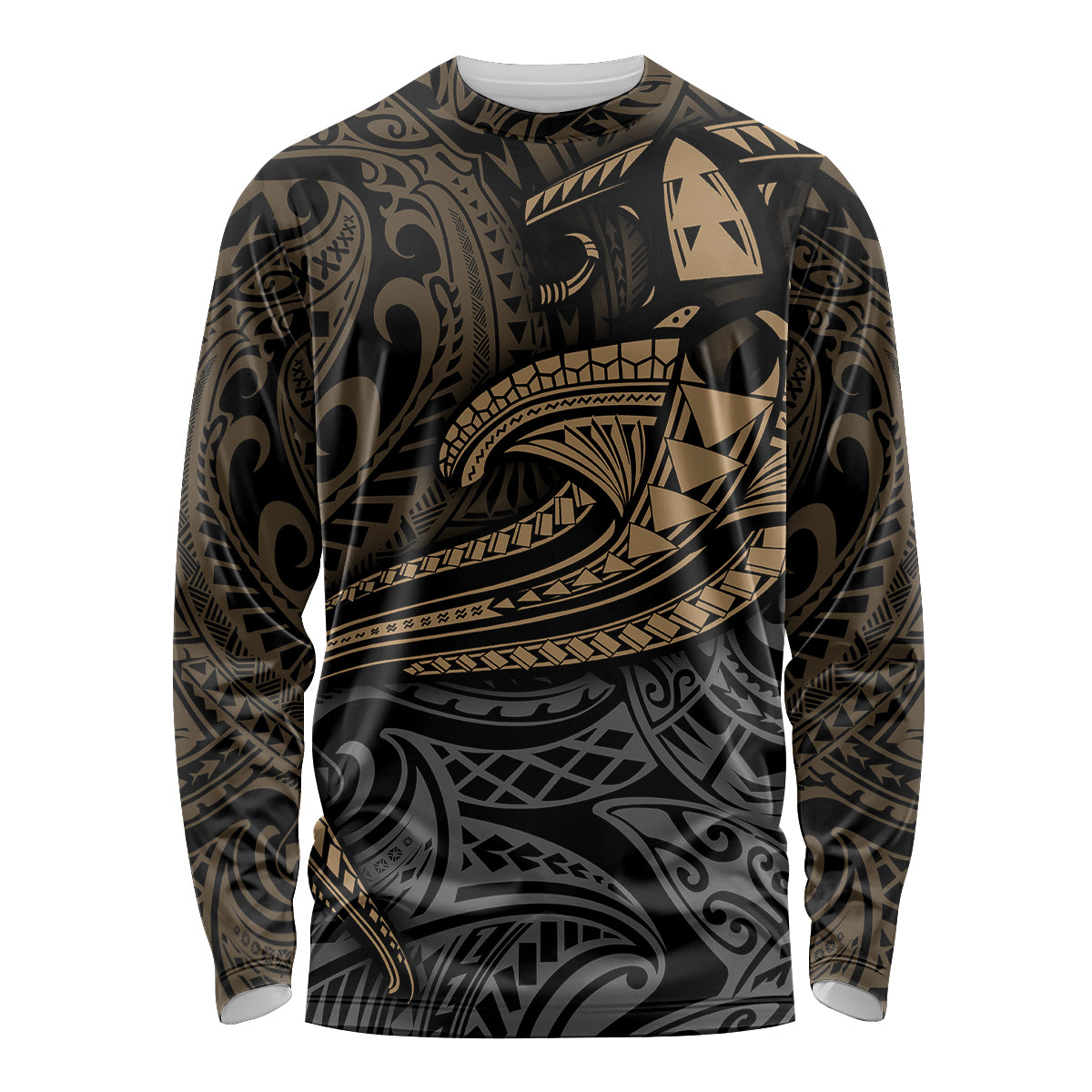 Polynesian Long Sleeve Shirt Hammerhead Shark Tribal Pattern TS04 Unisex Black/Yellow - Polynesian Pride